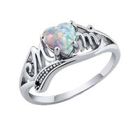 Mother's Gift Opal Peach Heart Mom Letter Ring Love Ring Jewelry Engagement Ring Girls Ring Stackable Zirconia Engagement Rings Eternity- Promise Band
