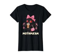Mothma'am Cute Kawaii Chibi Polilla Amante del café Adolescente Niñas Niños Camiseta gráfica económica, Mujer, Negro, S
