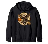 Mothman Cryptid Jack O Lantern Pumpkin Full Moon Escoba Sudadera con Capucha