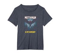 Mothman es mi hogareño: Misterio del Bosque Amante críptido Camiseta, Mujer Tallas Grandes, Azul Jaspeado, 2XL Grande