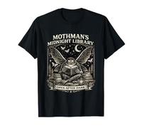 Mothman's Midnight Library Cryptid Night Reader Fantasía Camiseta