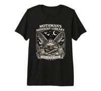 Mothman's Midnight Library Cryptid Night Reader Fantasía Camiseta Premium