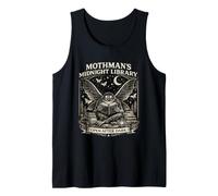 Mothman's Midnight Library Cryptid Night Reader Fantasía Camiseta sin Mangas