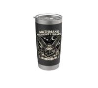 Mothman's Midnight Library Cryptid Night Reader Fantasía Vaso térmico de acero inoxidable de doble pared