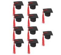 MOTHNUR 10 Piezas de Mini Adornos para Tortas de Graduación Birretes Rojos de Poliéster, Decoración Ligera para Fiestas y Pasteles Temáticos de Graduación