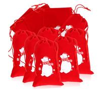MOTHNUR 10 Piezas Navidad de Terciopelo con Cordón Saco Pequeño Diseño Oso Rojo Reutilizable para Joyería Dulces y Souvenirs Fiestas y Bodas