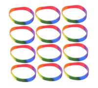 MOTHNUR 12 piezas Pulseras Silicona Lgbt Arcoíris Brazaletes Unisex Cómodos y Duraderos para Fiestas y Regalos