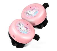 MOTHNUR 2 Piezas Campana Bicicleta Infantil de Metal Resistente para Diseño Unicornio Rosa Fácil Instalación para Bicicletas Scooters y Triciclos Sonido y Duradero