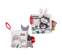 MOTHNUR 2 Piezas Libros para Bebés Año Unidades Libros Sensoriales para Estimulación Visual y Táctil Juguetes Tempranos para Desarrollo Barriga Temas Océano y Bosque