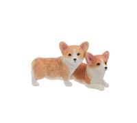 MOTHNUR 2 Piezas Miniature Resin Corgi Figurines Small Puppy Sculpture Cake Toppers Cute Animal Decoration For Car Dashboard Desk Dollhouse
