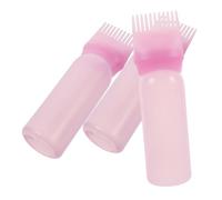 MOTHNUR 3 Piezas Botella Aplicadora de Peine para Raíz de Cabello Rosa Dosificador Fácil de Apretar para Tinte Aceite y Acondicionador para Teñir y Permanentes Peluquería