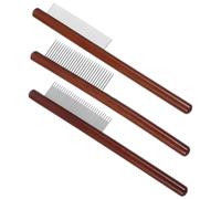 MOTHNUR 3 piezas Peine para Perros y Gatos con Mango de Madera Ergonómico para Aseo Dientes Redondeados Suaves para Piel Quitapelos Eficaz para Mascotas Duradero y Fácil de Limpiar