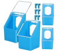 MOTHNUR 4 Piezas Comedero Colgante para Jaula de Pájaros Caja Alimentadora de Plástico Ligera y Duradera Multifuncional para Codornices y Loros Fácil de Instalar y Limpiar de Unidades Azul