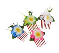 MOTHNUR 4 Piezas Plumeria Hair Combs Realistic Hawaiian Flower Clips Lightweight Tropical Beach Accessories For Weddings Luaus Summer Vacations