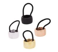 MOTHNUR 4 piezas Unidades de Accesorios para Cabello con Puño Elástico para de Caballo Cintas Finas para Mujer Colores Negro Brillante Rosa Dorado Dorado y Plateado Sujetador Práctico