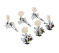 MOTHNUR 6 piezas Clavijas de Afinación para Guitarra Folk Accesorios Resistentes para Cuerda de Izquierdas y Derechas Color Plata con Cabezas Blancas Herramienta Profesional para Ajustar