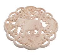 MOTHNUR Apliques Decorativos de Madera sin Pintar Tallado Artesanal Redondo 20X20 CM Calcomanías de Elefante para Puertas y Muebles Decoración para Interiores y Manualidades