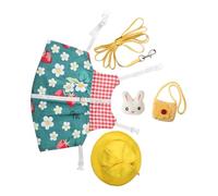 MOTHNUR Arnés para Conejo Antiescape Correa Ajustable, Tejido Transpirable Verde Estampado Floral, Talla M, para Paseo al Aire Libre, Mascotas Pequeñas, Conejos Color Aleatorio