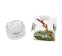 MOTHNUR Caja de Hábitat para Arañas Pequeña con Luz LED Transportín Portátil y Ventilación para Cría y Alimentación de Arañas y Escarabajos Diseño Transparente para Observación Interiores