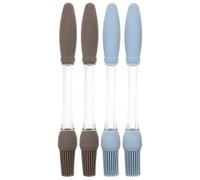 MOTHNUR Cepillo de Silicona para Barbacoa 4 Piezas Mango Resistente al Calor Cepillo para Untar Salsa y Aceite para Cocinar Pack Bolsas Portátiles Azul y Gris para Parrilla y Repostería