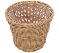 MOTHNUR Cesta Tejida a Mano para Plantas de Jardín y Balcón, Maceta Redonda de PP Beige con Bolsa Interior, Tamaño L 20x20 Cm, Adecuado para Interior y Exterior