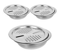 MOTHNUR Colador de Cocina Multifuncional Acero Inoxidable 26 CM 3 Piezas para Lavar Arroz y Verduras Rallador y Cesta de Drenaje para Uso Doméstico y Preparación de Alimentos