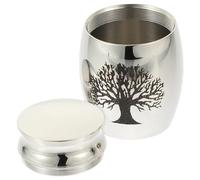 MOTHNUR Contenedor para Cenizas De Huesos En Acero Inoxidable para Mascotas, Urna Pequeña Diseño Árbol Vida, Apta para Perros y Gatos, Fácil De Transportar