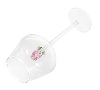 MOTHNUR Copa de Vino Grande de Cristal Diseño de Rosa en Color Rosa, Copa Elegante para Champán y Vino Tinto, Adecuado para Uso en Casa y Fiestas, 1 Unidad