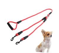 MOTHNUR Correa Doble para Perros Resistente Diseño de Doble Cabeza para Entrenamiento y Paseo Seguro Mascotas Rojo