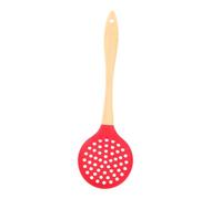 MOTHNUR Cuchara Ranurada de Silicona Resistente al Calor con Mango de Madera Ergonómico para Servir Alimentos y Colador de Aceite Utensilio de Cocina para Hogar y Restaurante