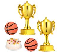 MOTHNUR Decoraciones de Baloncesto para Tartas Mini Trofeos y Balones de Silicona para Fiestas Infantiles Deportivas 2 Juegos para Cumpleaños