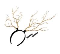 MOTHNUR Diadema De Asta Dorada Para Disfraz y Fiesta, Accesorio Cabello Rama Simulada, Tocado Navideño Unisex, Ligera y Cómoda Para Cosplay y Festejos