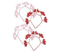 MOTHNUR Diadema de Corazón para San Valentín 4 Piezas (2 Rosas 2 Rojas) Accesorios Cabello Niña Decoración Fiesta Cumpleaños Bodas Fotos