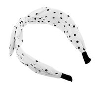 MOTHNUR Diadema para Mujer con Orejas de Conejo y Lazo Grande, Banda Ancha de Tela Blanca con Lunares, Accesorio de Moda Vintage para Fiesta, Tocado Dulce y Versátil para Cabello