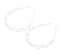 MOTHNUR Diademas Cabello 2 Unidades Tamaño Compacto Metal Estrellas Doradas y Plateadas para Niñas y Mujeres Adolescentes en Bodas y Fiestas