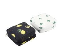 MOTHNUR Estuche para Compresas Higiénicas y Grueso 2 Unidades Bolsa de Almacenamiento Portátil para Toallas Sanitarias Beige Cactus y Negro Limón Compartimento Interior para Uso Diario