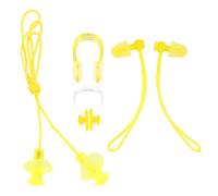 MOTHNUR Juego de 4 Tapones Oídos y Pinza Nasal Impermeables para Natación Color Amarillo Material PVC Protección contra Agua para Adultos y Principiantes en Deportes Acuáticos