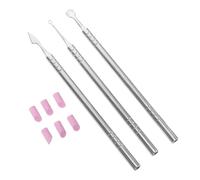 MOTHNUR Juego de Herramientas para Manicura con Empujadores de Cutículas de Metal Doble Punta, 3 Piezas Acabado Espejo, 6 Limas de Piedra para Uñas, Kit Portátil con Bolsa Pvc para