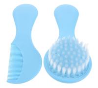 MOTHNUR Kit de Aseo para Bebés Recién Nacidos Azul Cepillo Suave para Costra Láctea y Peine Ergonómico Cuidado Delicado del Cuero Cabelludo para Recién Nacido Set Lavable para Higiene