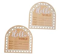 MOTHNUR Letrero De Madera Para Recién Nacido Hola Mundo Nombre, Señal De Anuncio Nacimiento Infantil, Decoración Para Habitación De Ñiño, Accesorio Fotográfico, Juego De 2 Piezas