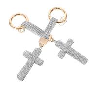 MOTHNUR Llavero de Aleación Gemas de Imitación 2 Piezas Diseño Cruz Blanca Colgante Ligero para Llaves de Coche Bolso y Mochila Accesorio Versátil para Fiestas y Uso Diario