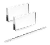 MOTHNUR Paleta de Vidrio para Decoración de Uñas 2 Piezas con Varilla Empujadora de Cutículas Acero Inoxidable Doble Punta Herramienta Profesional para Manicura y Pedicura Uso Cosmético