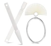 MOTHNUR Palitos De Uñas Abanico 200 Unidades Tamaño Estándar Plástico Resistente Para Practicar Consejos Falsos Salón De Uñas Con Anillo Metálico Portátil