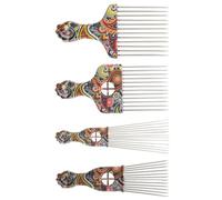 MOTHNUR Peine de Acero Inoxidable para Cabello Rizado y Mojado, Herramienta para Peinar y Desenredar, Pack 4 Unidades Diseño Afro, Adecuado para Uso en Casa y Salón Profesional