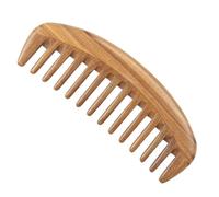 MOTHNUR Peine de Madera de Sándalo para Cabello Rizado Dientes Anchos Masaje Cuero Cabelludo Natural Cómodo y Seguro para Mujeres y Niñas Color Café