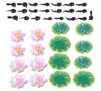 MOTHNUR Set de Figuras de Resina para Estanque 13 Renacuajos 4 Hojas Grandes 4 Hojas Pequeñas y 4 Flores de Loto Flotantes Decoración Acuática para Jardín Zen Acuario y Fuentes