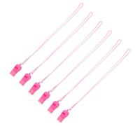 MOTHNUR Silbatos de Plástico Rosa con Cordón y Boquilla Sonido Agudo de 120 Decibelios Set de 6 Unidades para Árbitros Entrenadores y Eventos Deportivos como Fútbol y Baloncesto