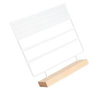 MOTHNUR Soporte Organizador Joyas de Hierro y Madera Blanca Expositor Múltiple para Pendientes Base Estable para Mostrador y Tocador Exhibidor Compacto para Joyería
