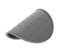 MOTHNUR Tapete Redondo de Silicona Gris Huellas para Alimentación Lenta de Mascotas Pequeñas Mantel Individual Antideslizante E para Comederos y Bebederos Evita Derrames y Facilita