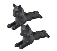 MOTHNUR Tope de Puerta de Hierro Fundido Forma de Gato, 15,5x7,5x6,5 Cm, Anticolisión y Resistente al Viento, Cuña Antideslizante para Puertas del Hogar y Oficina, Paquete de 2 Unidades